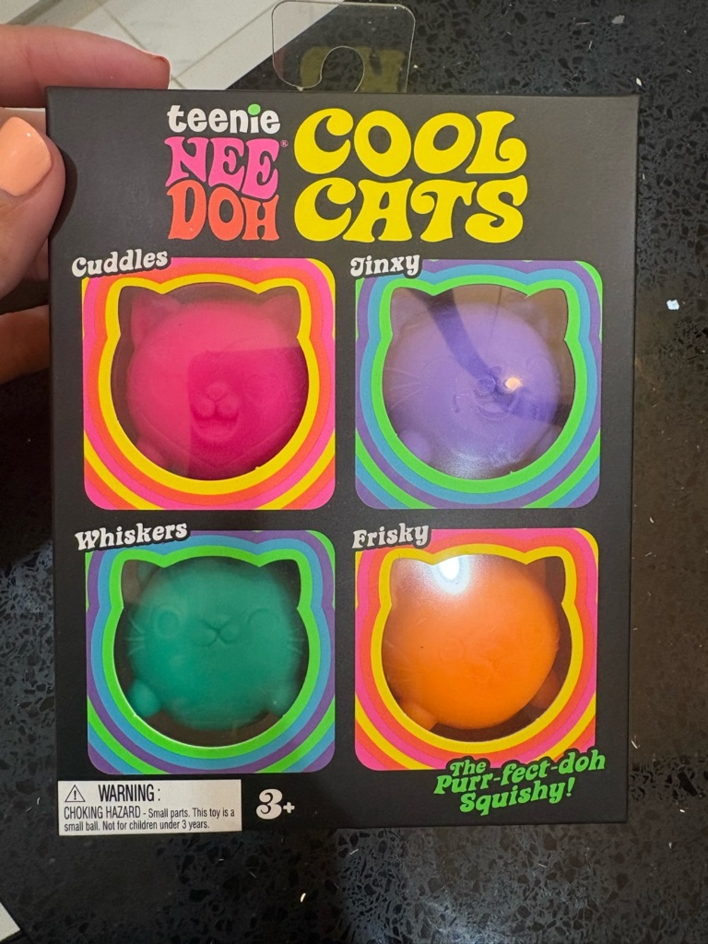 NEE DOH teenie Cool Cats Squishy Set - Pink, Purple, Teal, Orange
